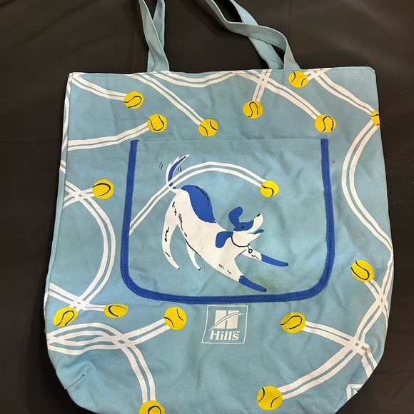 Hill's Handbags - Hill's Blue Dog Tennis Ball Canvas Tote Bag Reusable Shopper Pet Lover